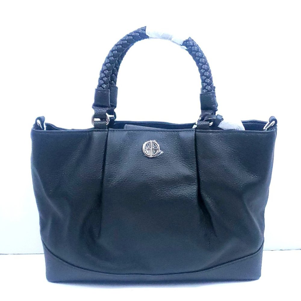 Giani Bernini Black Leather Satchel Crossbody